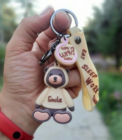 جاسوئیچی سیلیکونی خرس هودی پوش مدل Smile