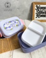 ظرف غذا دوطبقه و قمقمه نی‌دار طرح میوه - Image 2