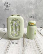 ظرف غذا دوطبقه و قمقمه نی‌دار طرح میوه - Image 9