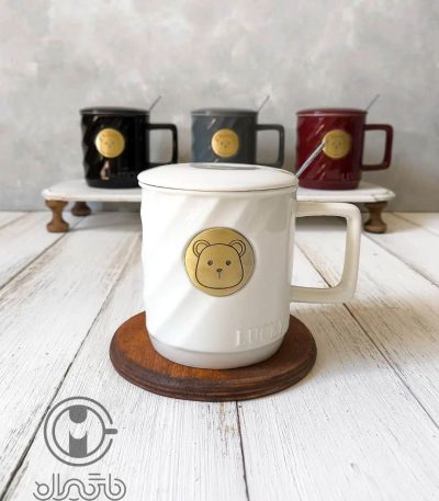 ماگ سرامیکی درب دار تدی Lucky