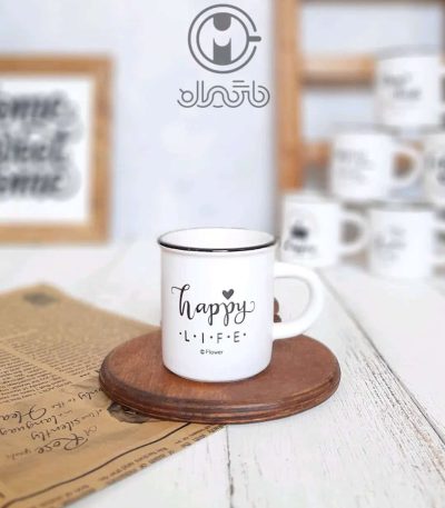 شات سرامیکی لبه مشکی طرح Happy