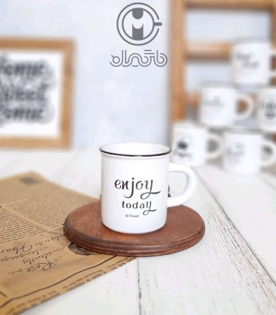 شات سرامیکی لبه مشکی طرح enjoy today