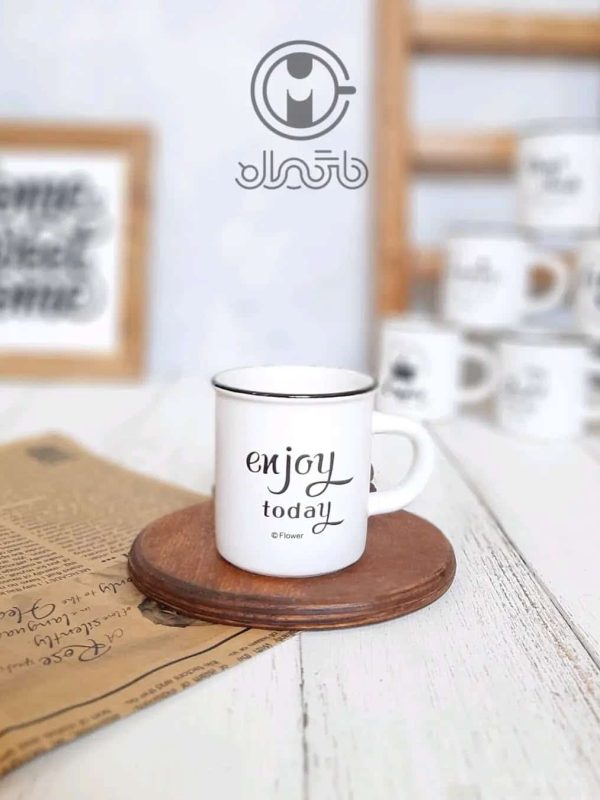 شات سرامیکی لبه مشکی طرح enjoy today