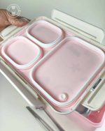 خرید لانچ باکس استیل 3 قسمته پاستلی