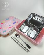 خرید لانچ باکس استیل 3 قسمته پاستلی