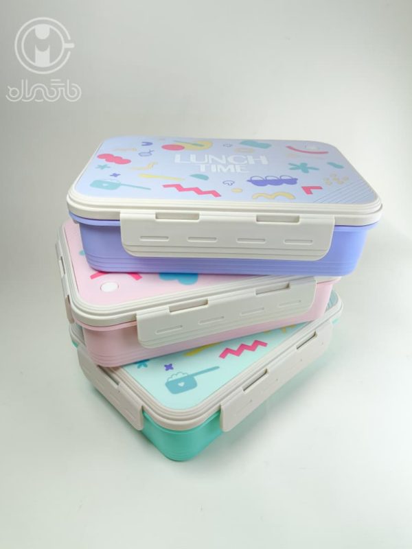 خرید لانچ باکس استیل 3 قسمته پاستلی