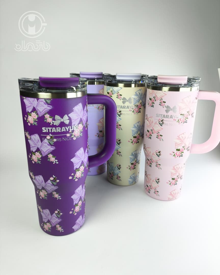 WhatsApp Image 2025-12-24 at 9.45.01 AM تراول ماگ (تامبلر) گلدار ۹۰۰ میل سیتارایوری Sitarayuri - Image 1