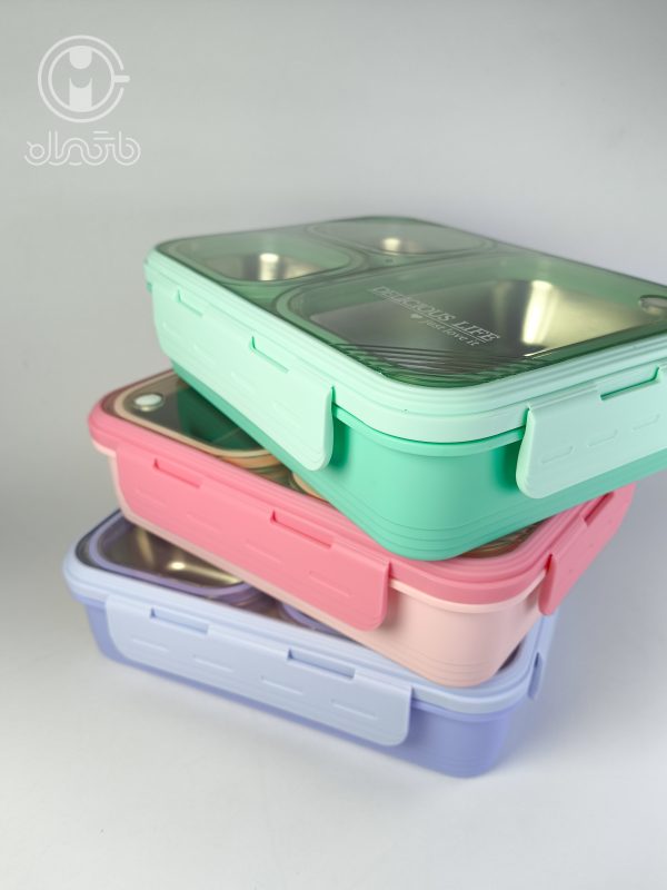 ظرف غذا (لانچ‌باکس) استیل واشردار 850 میل delicious برند laxson