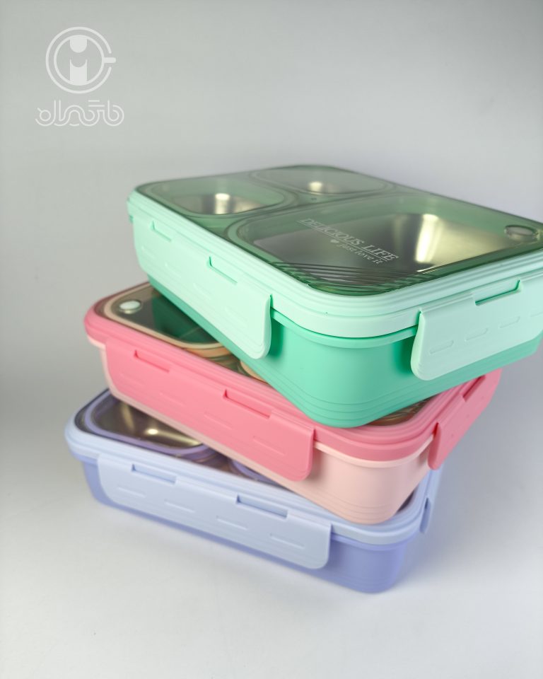 ظرف غذا (لانچ‌باکس) استیل واشردار 850 میل delicious برند laxson